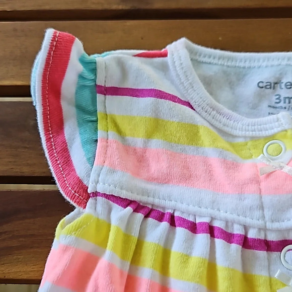 Carter's Striped Baby Girl Romper 3M - Picture 3 of 10